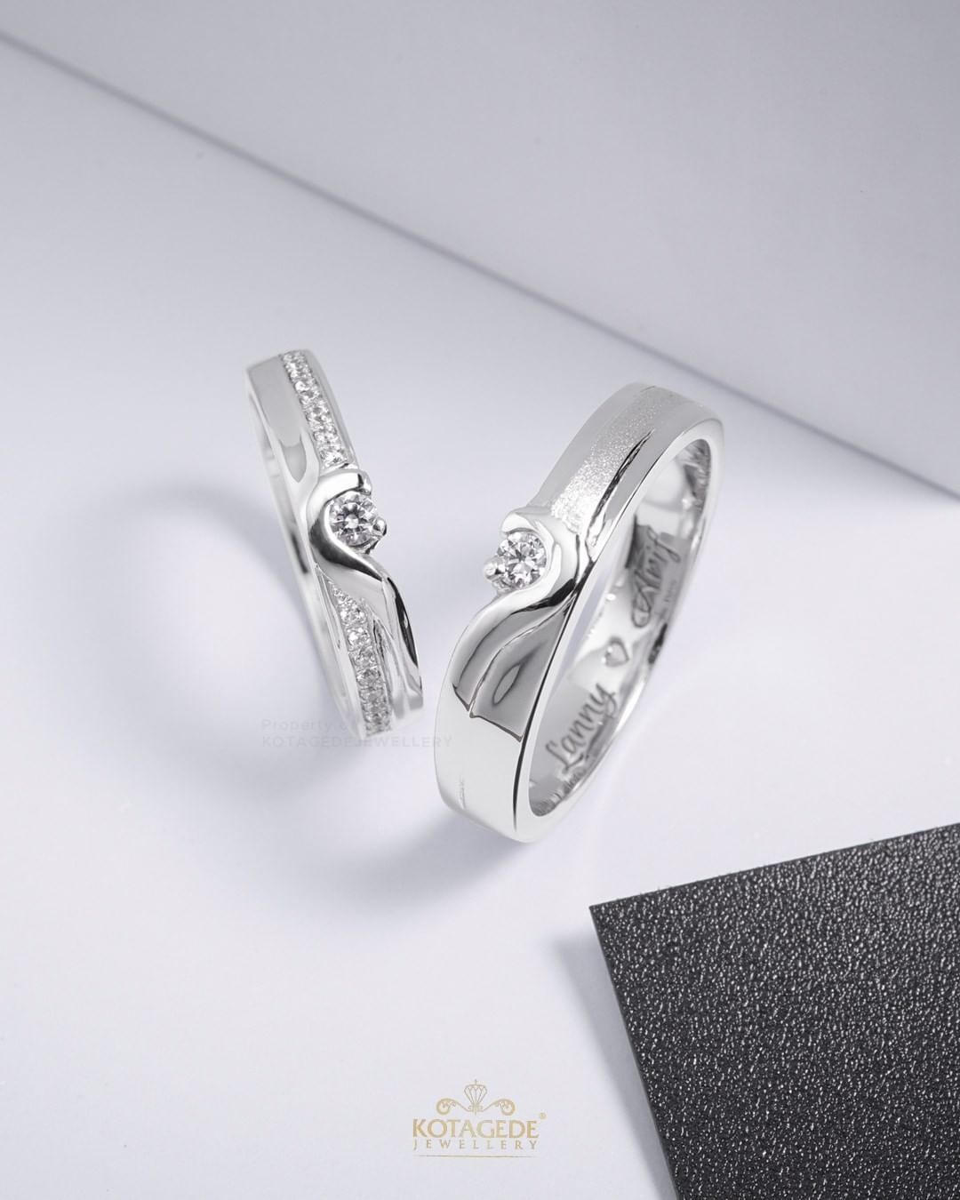 Cincin Kawin Tunangan Platidium Emas Putih Matching Ring PTD0564WG